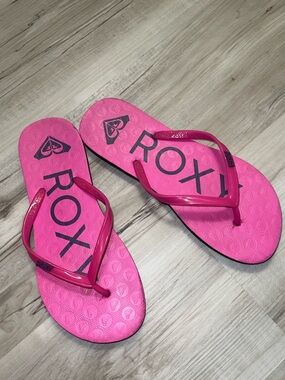 Roxy Hot Pink Logo Flip Flops